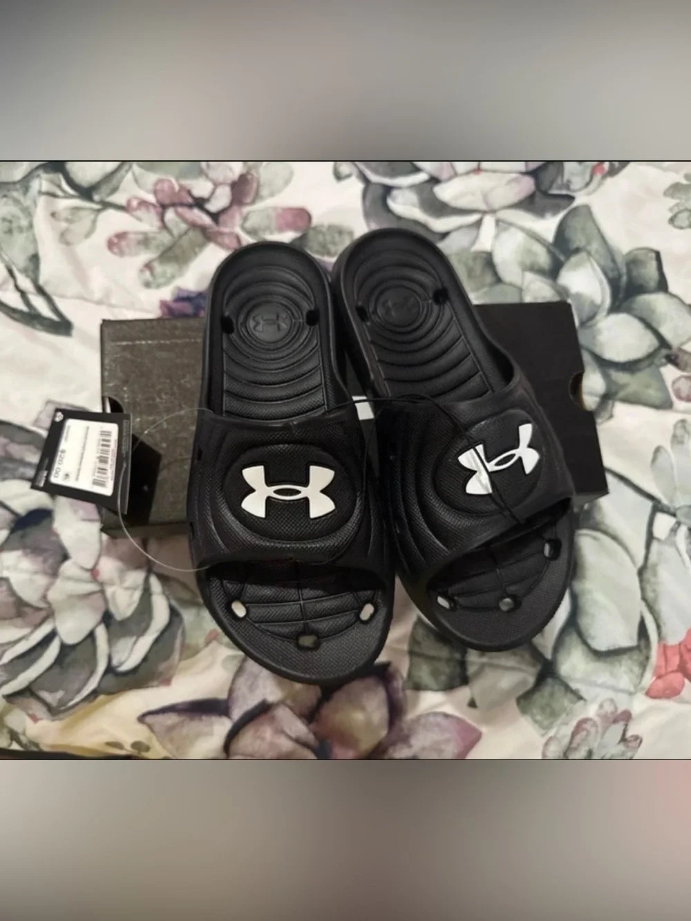 Under Armour Boys Black Slip-On Logo Slide Sandals